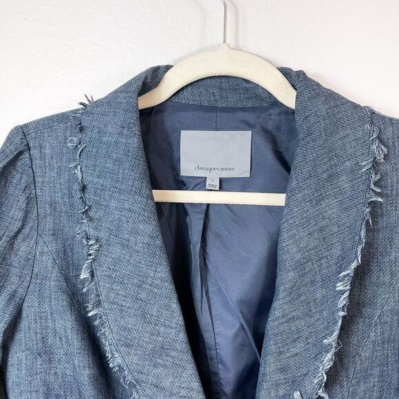 CLASSIQUES ENTIER Blue Blazer with Fringe Size Small - Picture 2 of 12